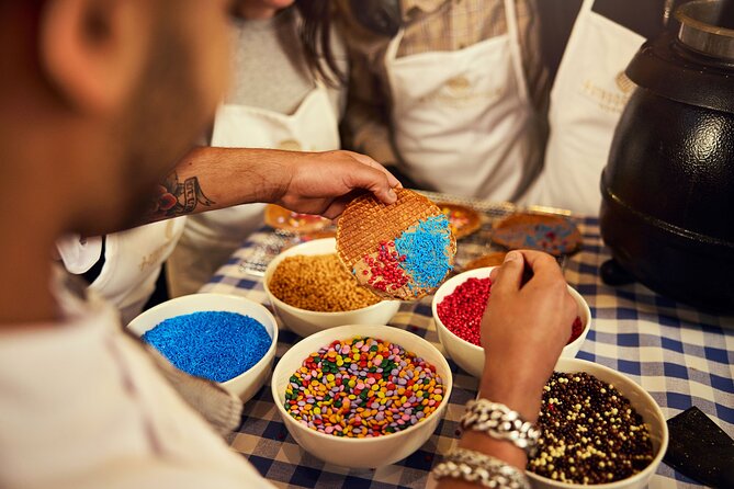 Amsterdam Traditional Dutch Syrup Waffle Making Workshop - The highlight step: drizzling warm stroop and sealing the layers
